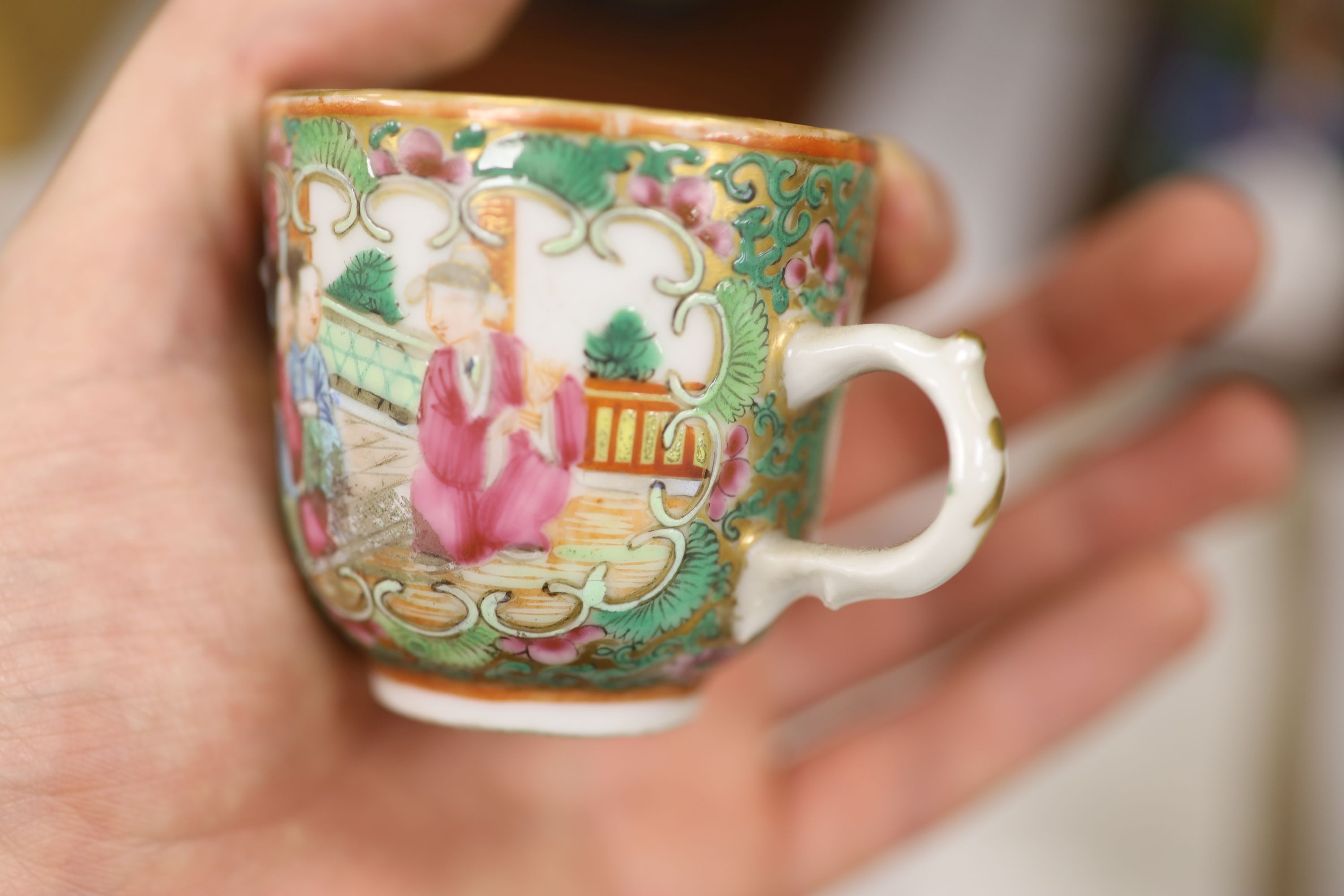 A 19th century Chinese famille rose five piece porcelain tea set